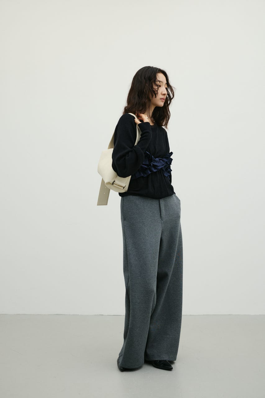 フリルコンビネーションニット BLK FREE