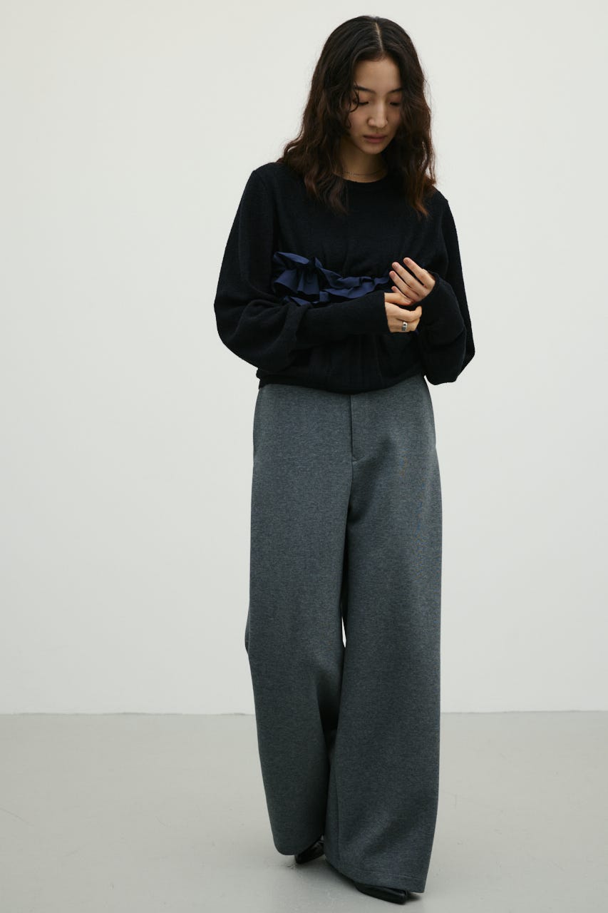 フリルコンビネーションニット BLK FREE