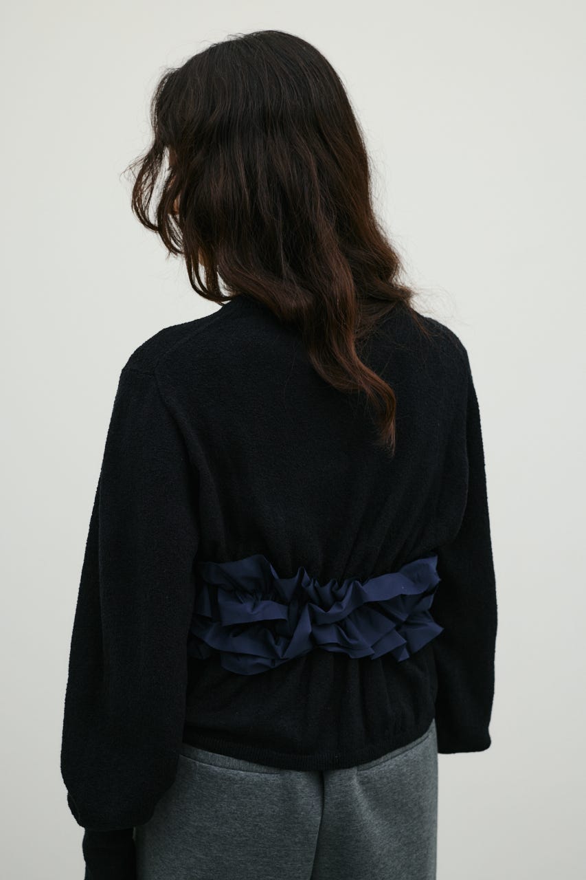 フリルコンビネーションニット BLK FREE