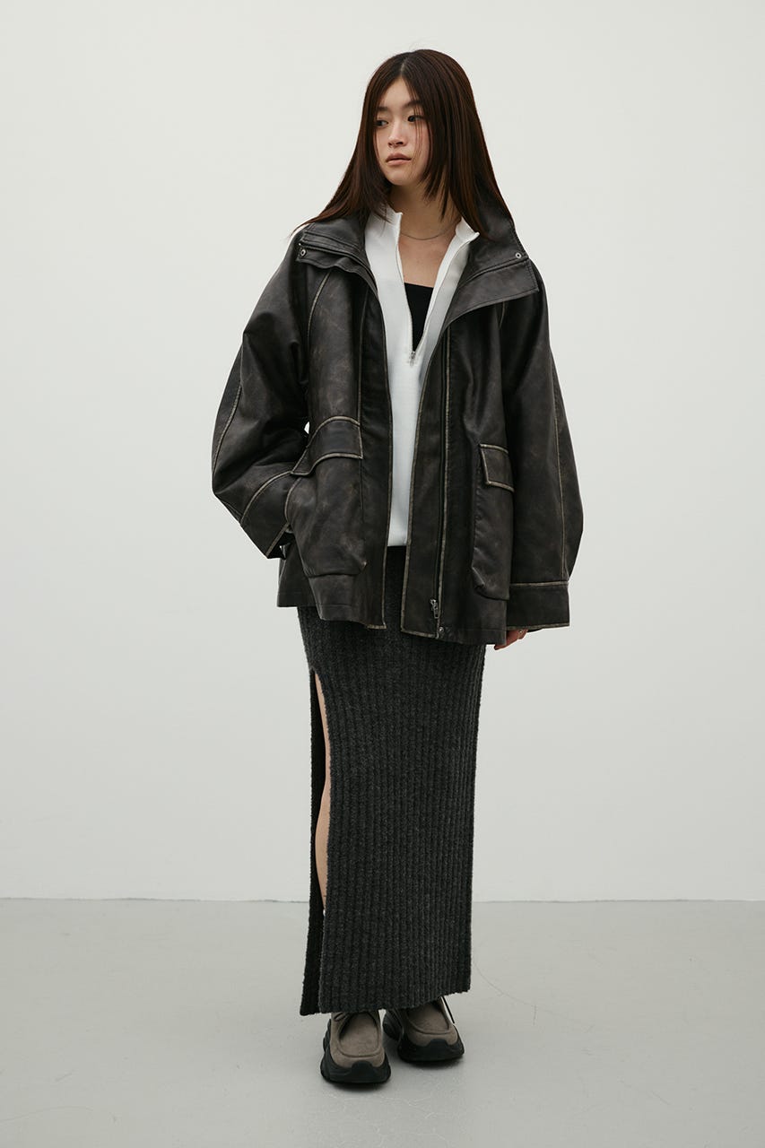 サイドオープンニットスカート GRY FREE