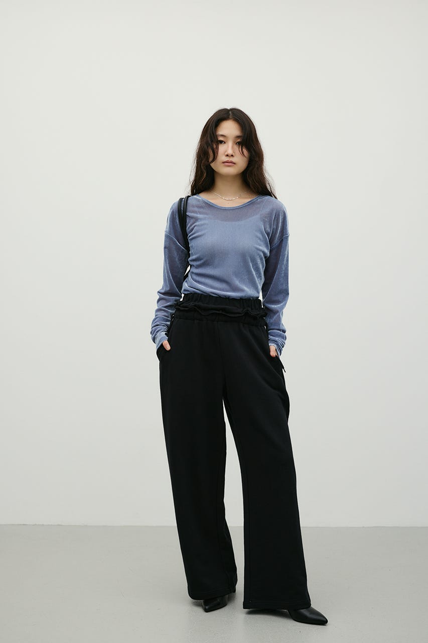 ダブルウエストスウェットパンツ BLK M