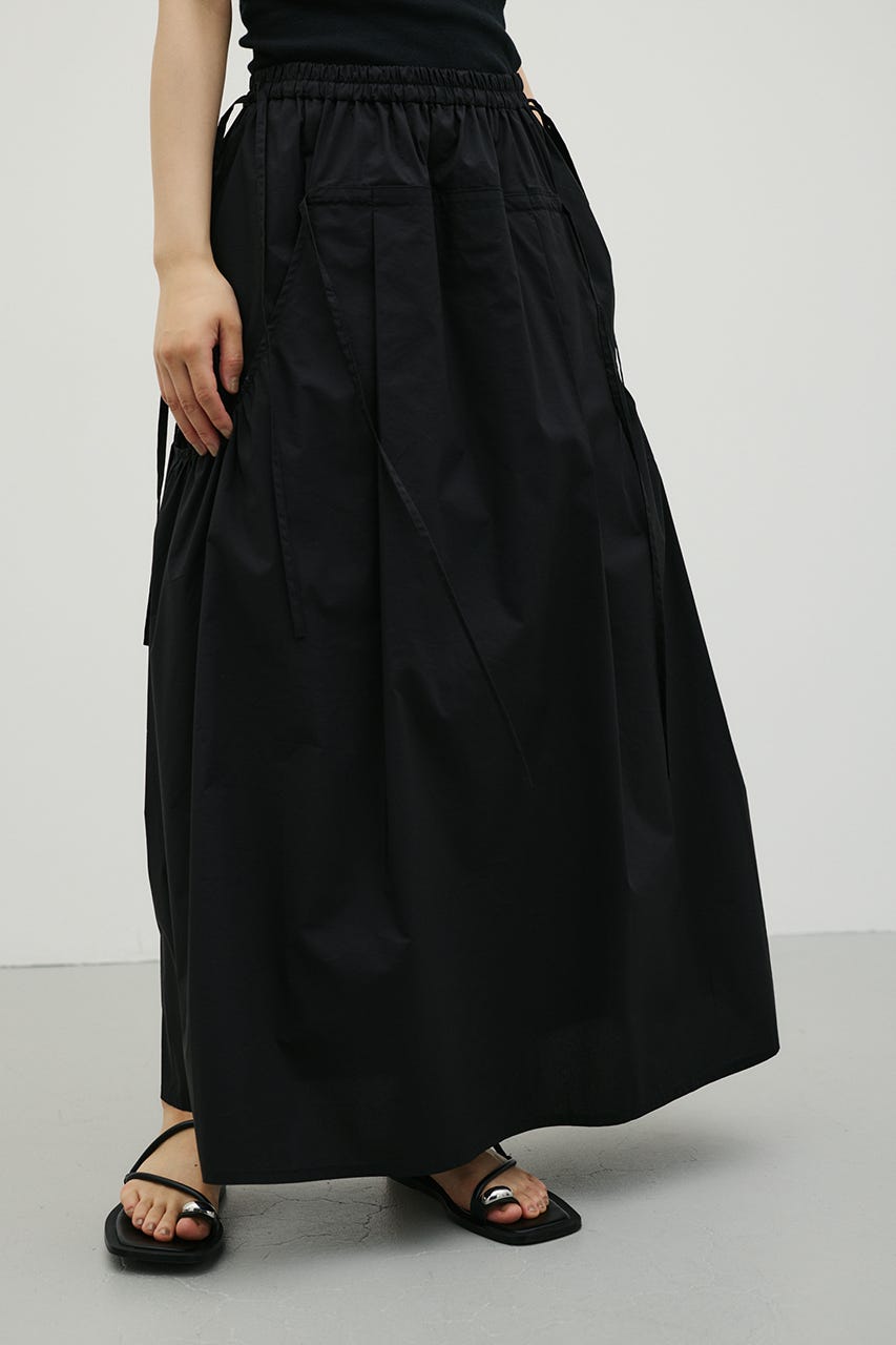 サイドポケットギャザースカート BLK M