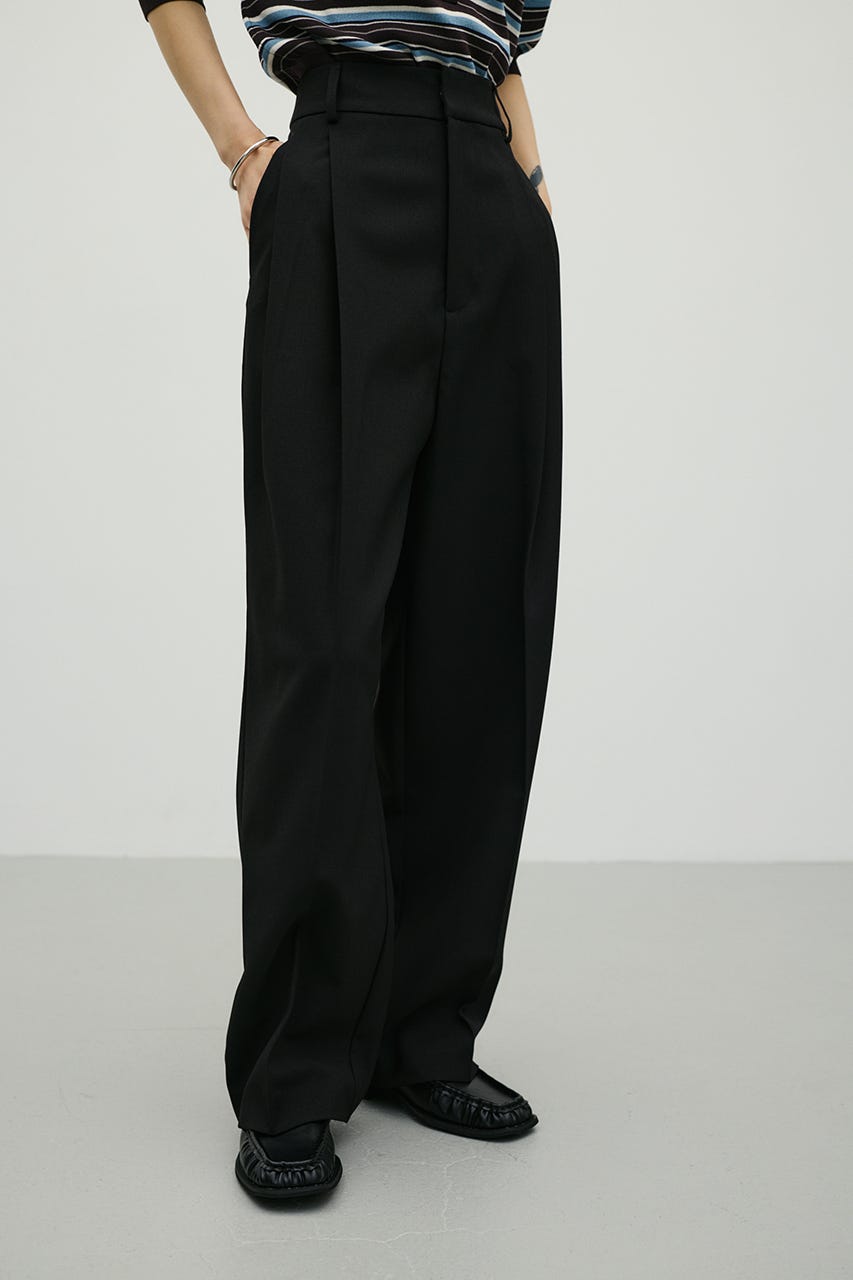 ベーシックツータックパンツ BLK S