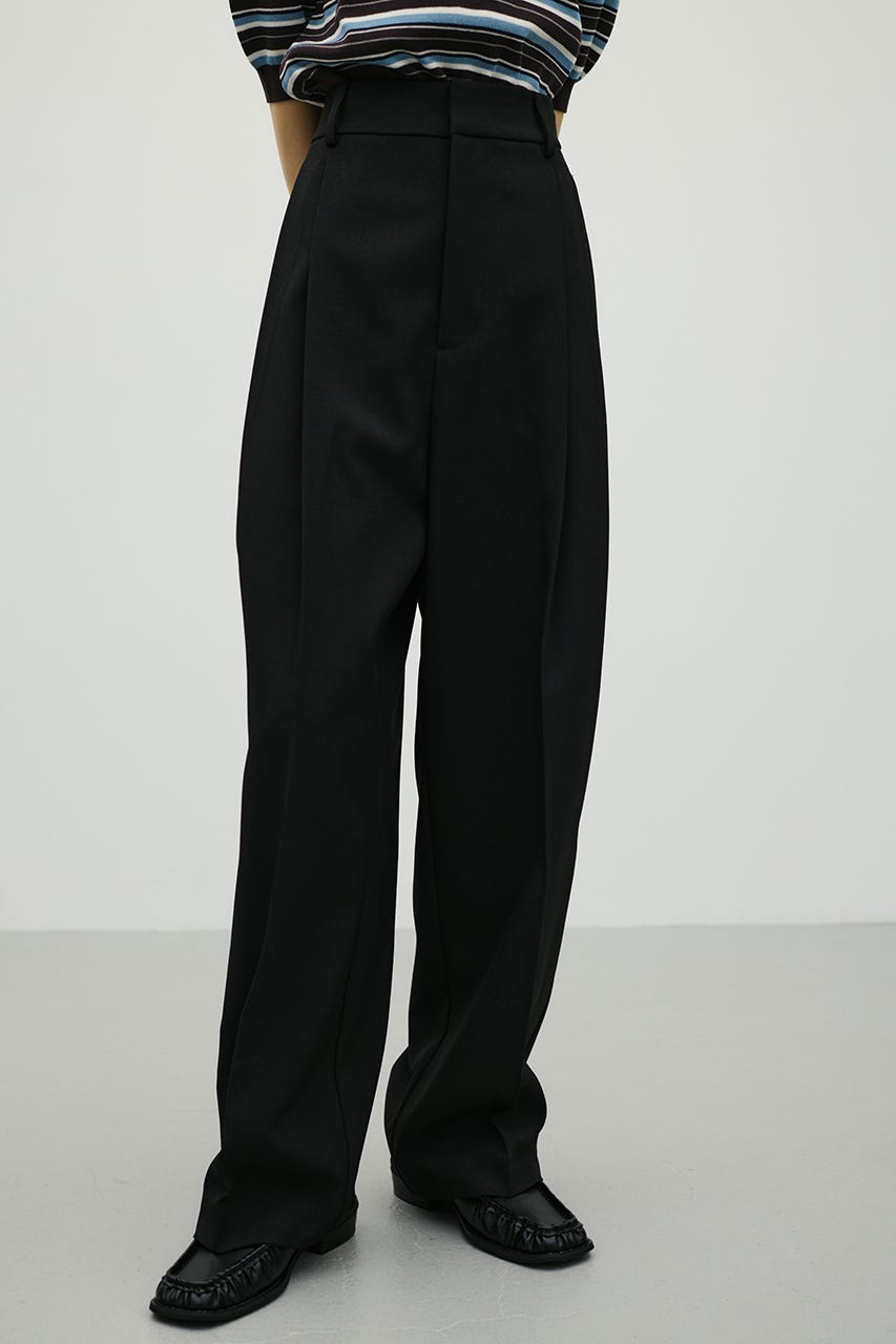 ベーシックツータックパンツ BLK S