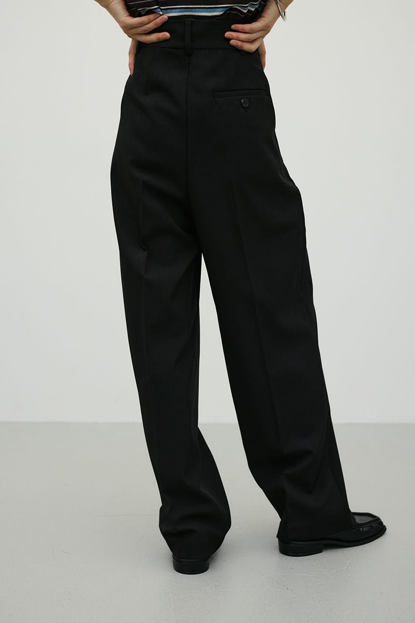 ベーシックツータックパンツ BLK S