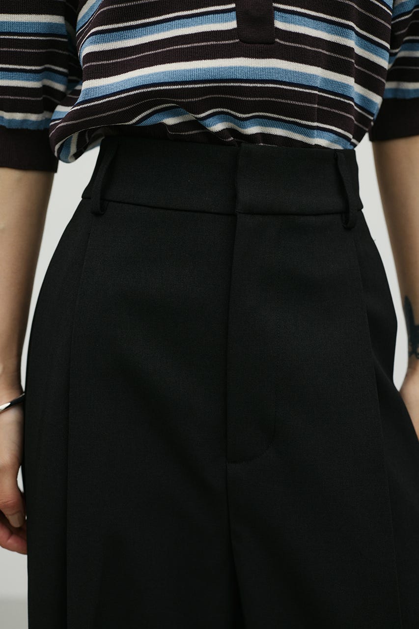 ベーシックツータックパンツ BLK S