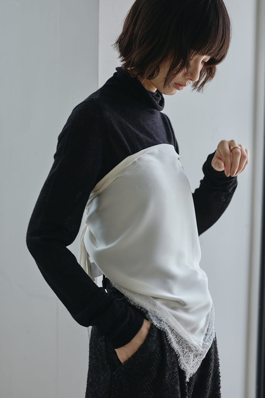 マットサテンレーススカーフ WHT FREE