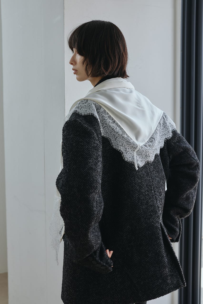 マットサテンレーススカーフ WHT FREE