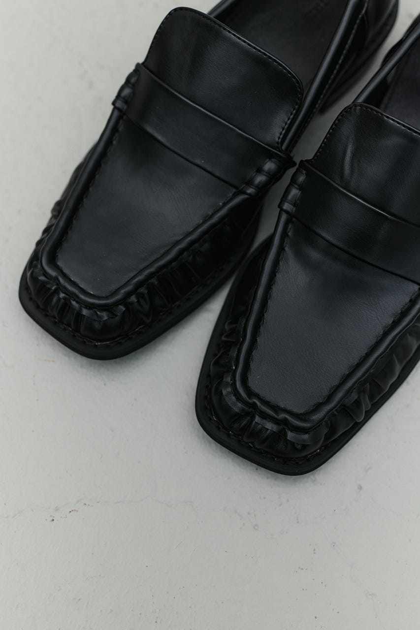 スクエアギャザーローファー BLK LL