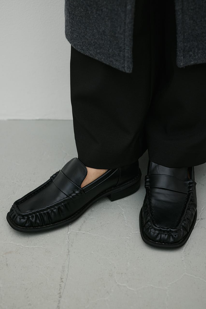 スクエアギャザーローファー BLK LL