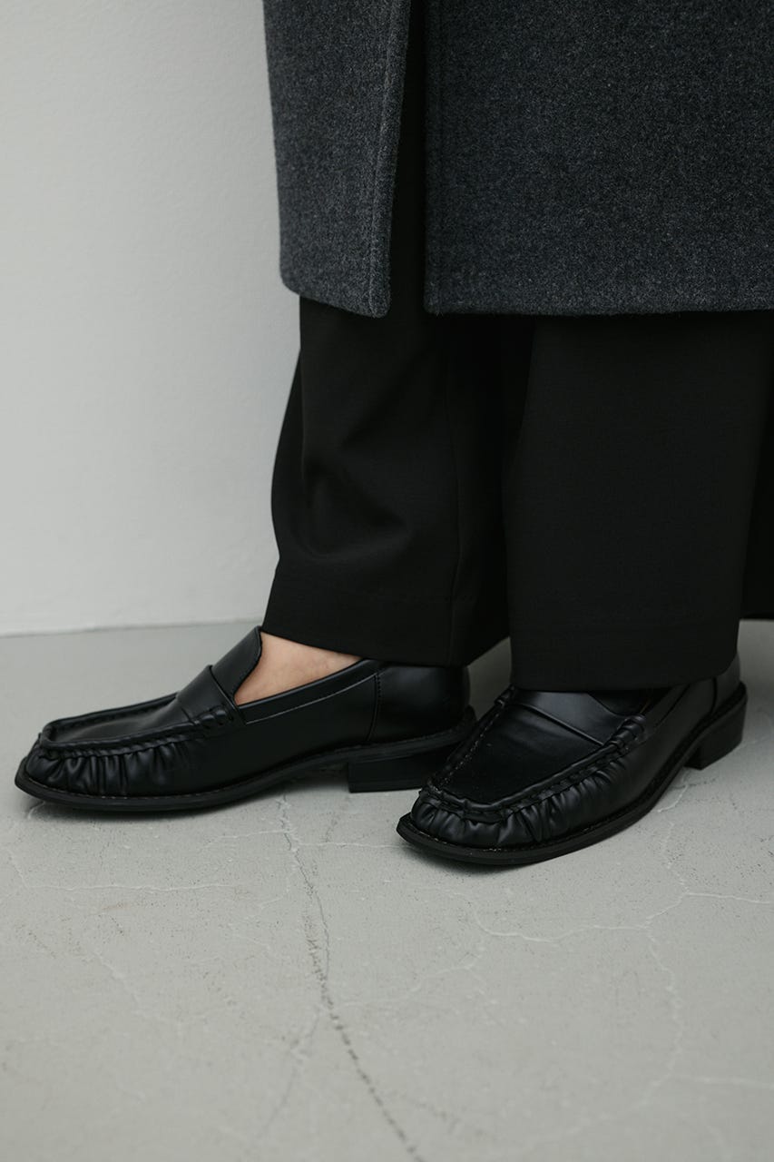 スクエアギャザーローファー BLK LL