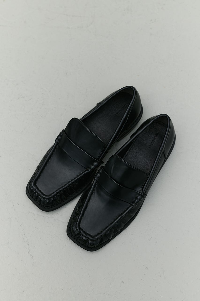 スクエアギャザーローファー BLK LL