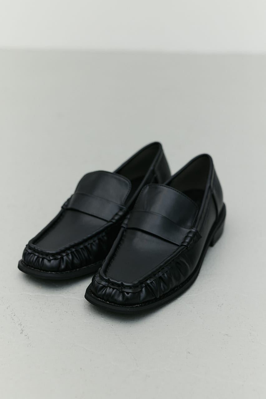 スクエアギャザーローファー BLK LL