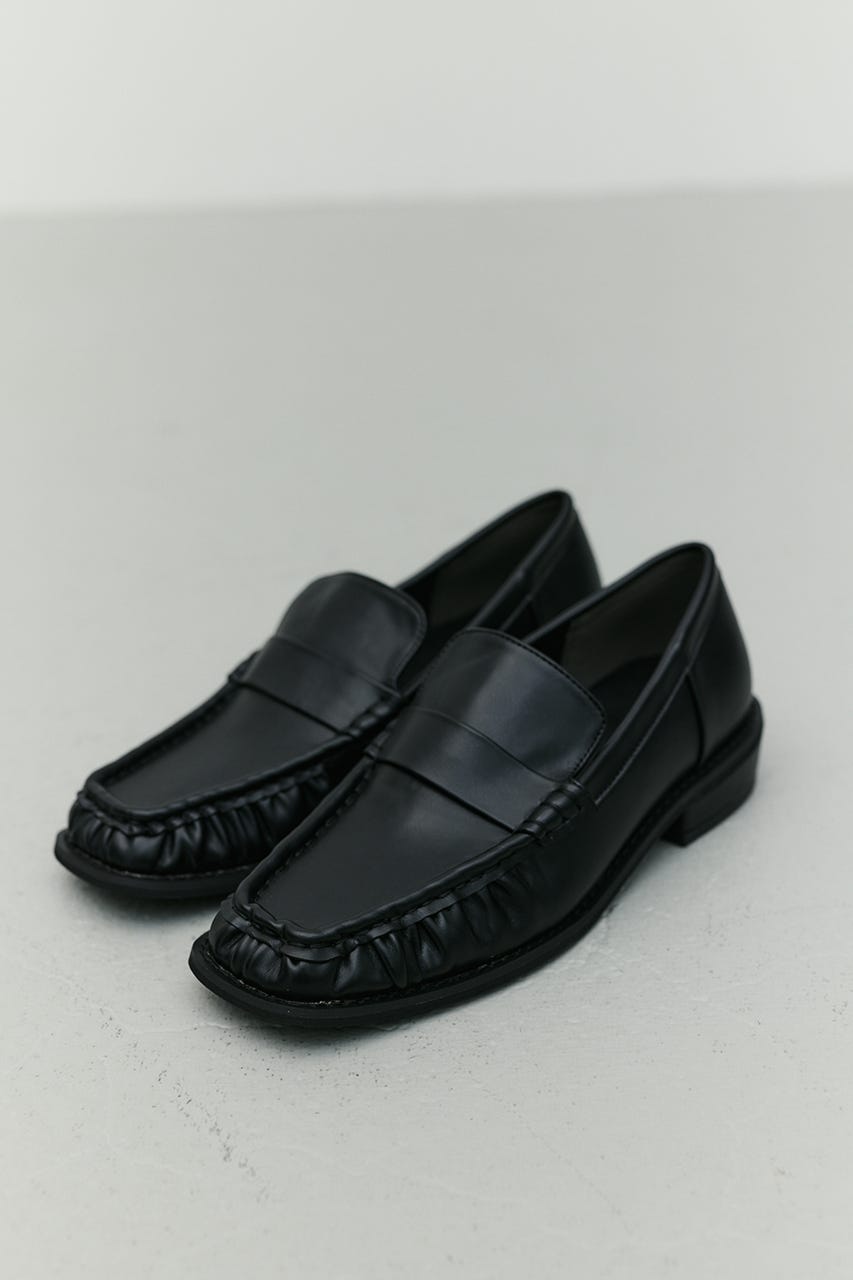 スクエアギャザーローファー BLK LL