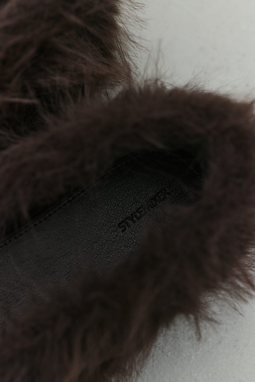 フェイクファーフラットシューズ GRY S