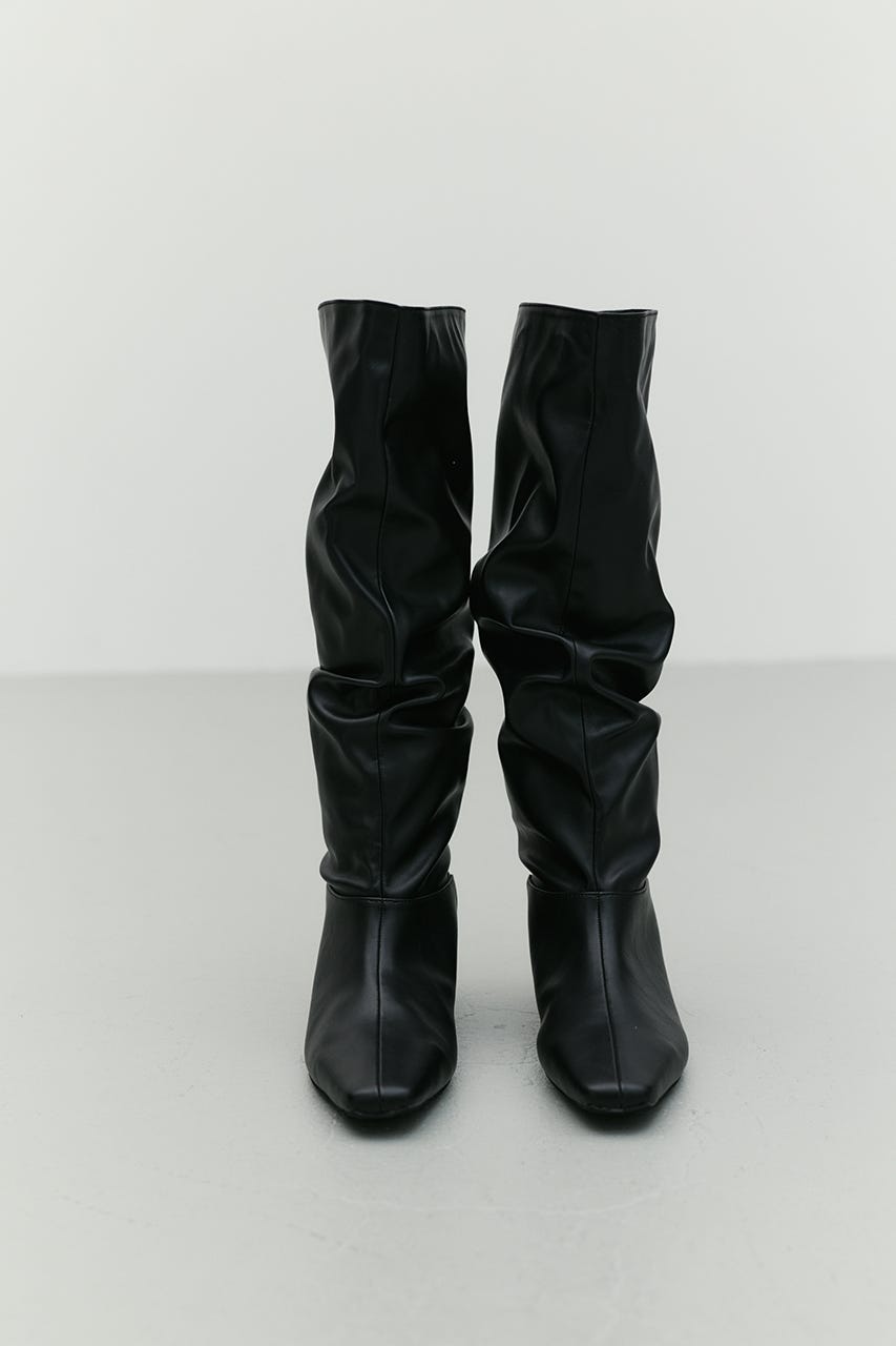 ギャザールーズロングブーツ BLK L