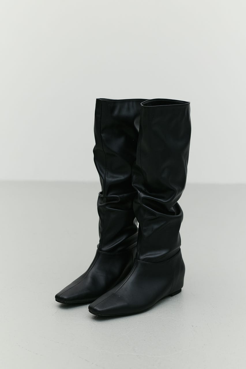 ギャザールーズロングブーツ BLK L