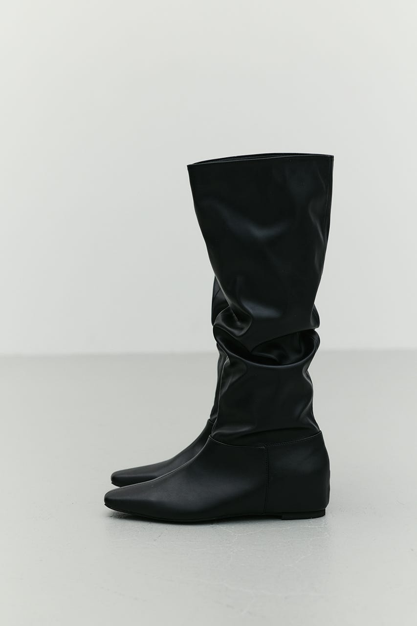 ギャザールーズロングブーツ BLK L