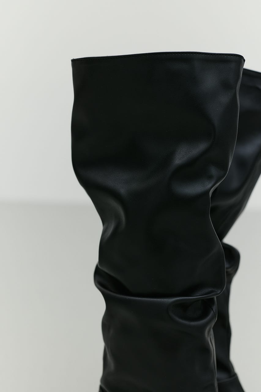ギャザールーズロングブーツ BLK L