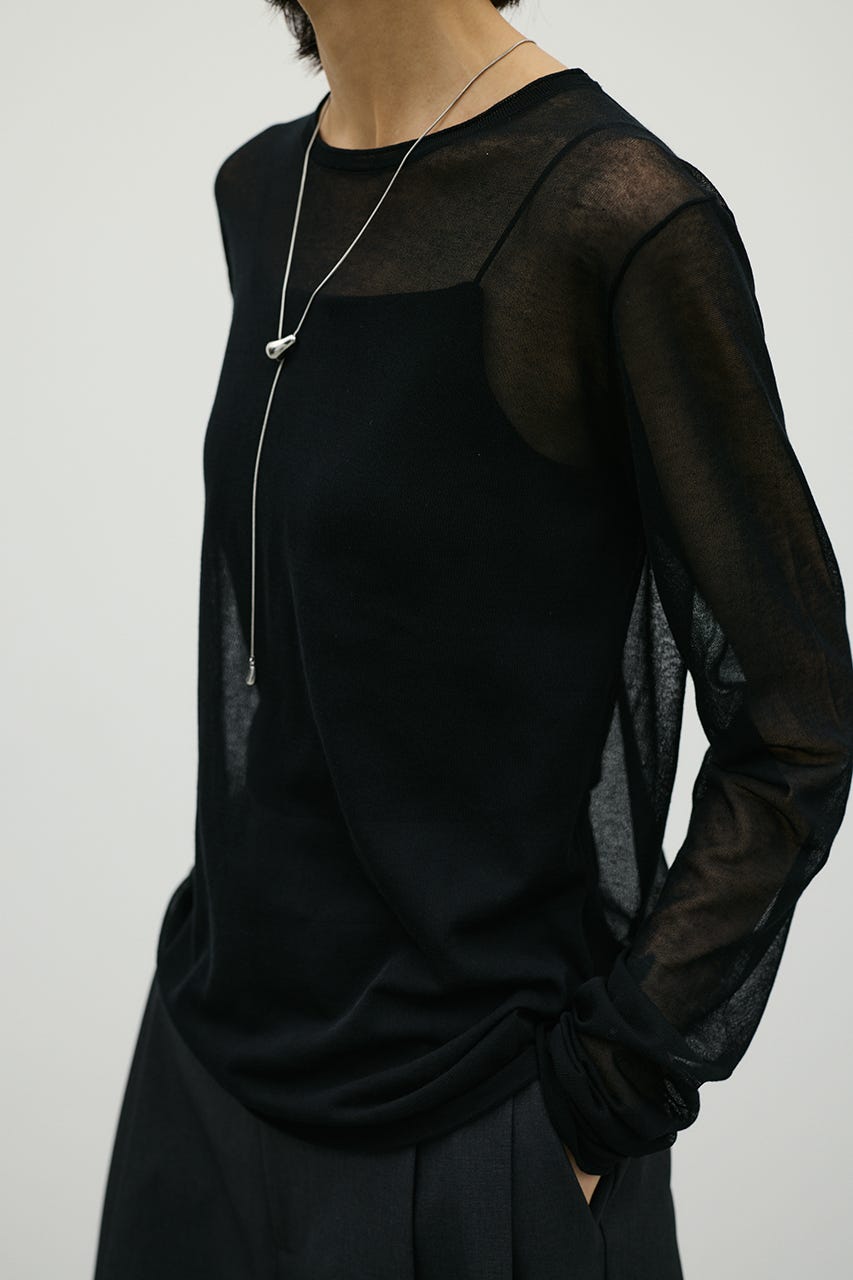 シアースキンニットトップ BLK FREE