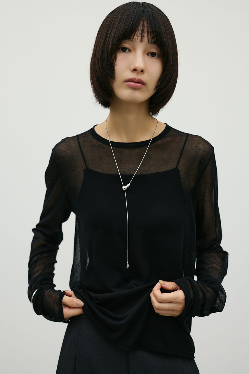 シアースキンニットトップ BLK FREE