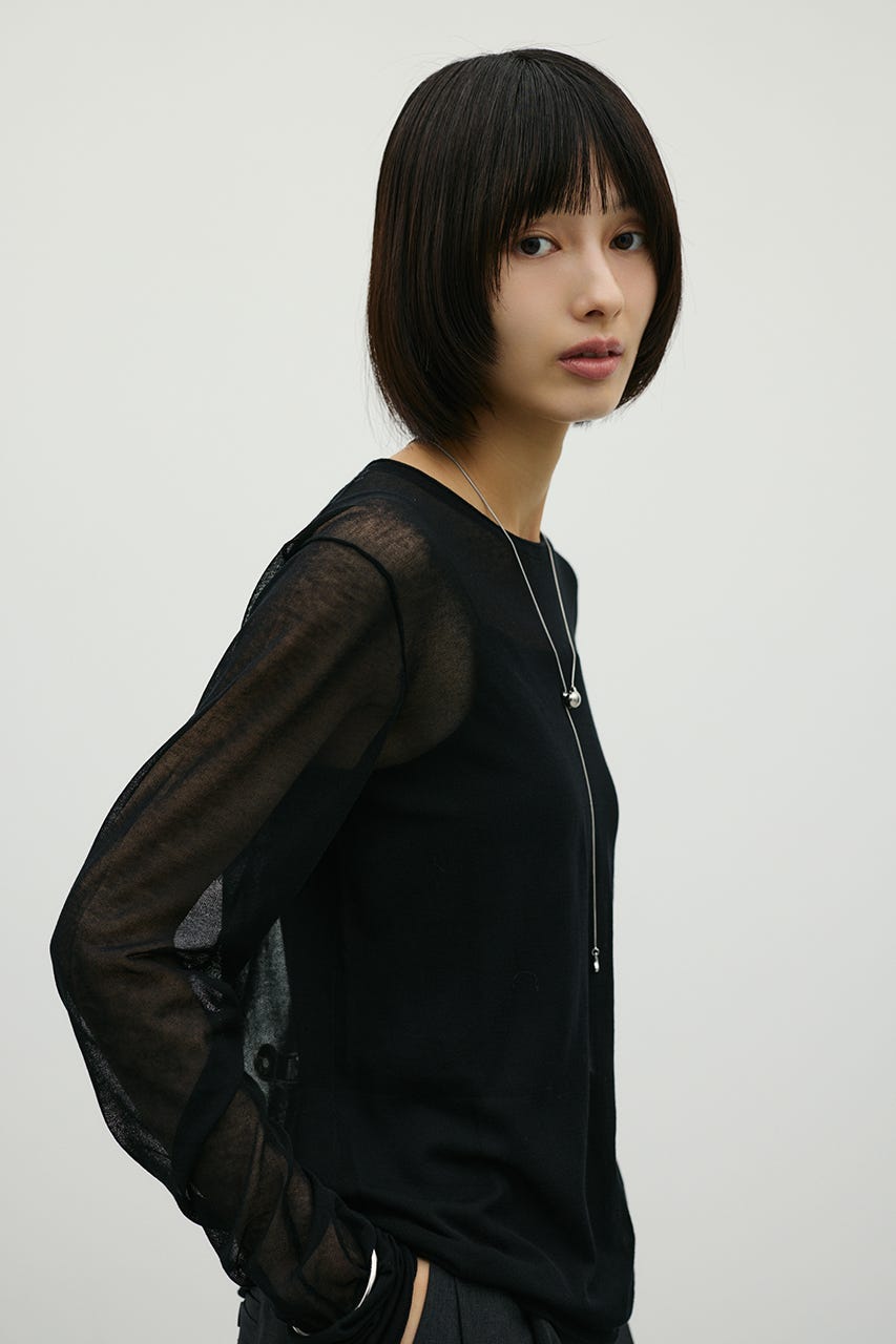 シアースキンニットトップ BLK FREE