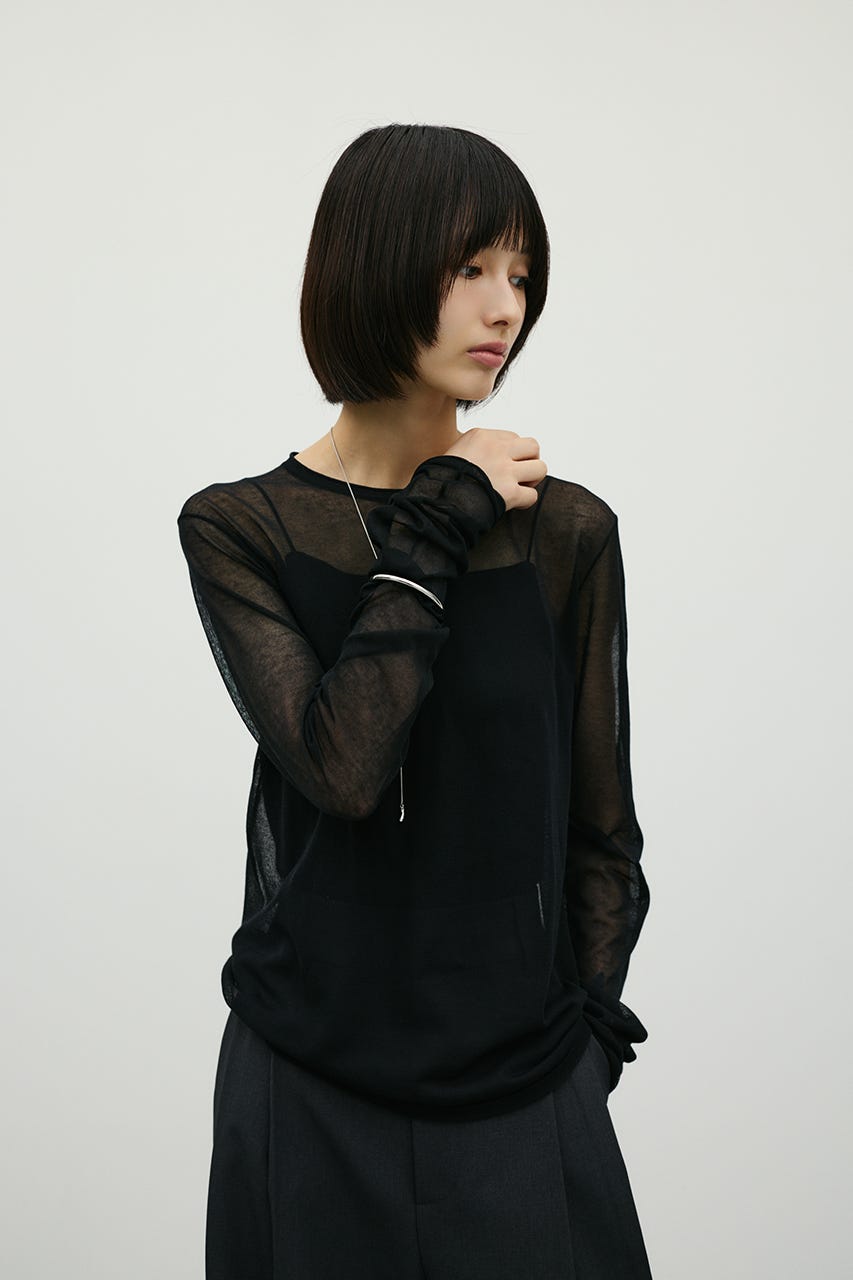 シアースキンニットトップ BLK FREE