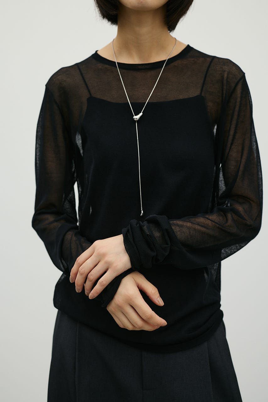 シアースキンニットトップ BLK FREE