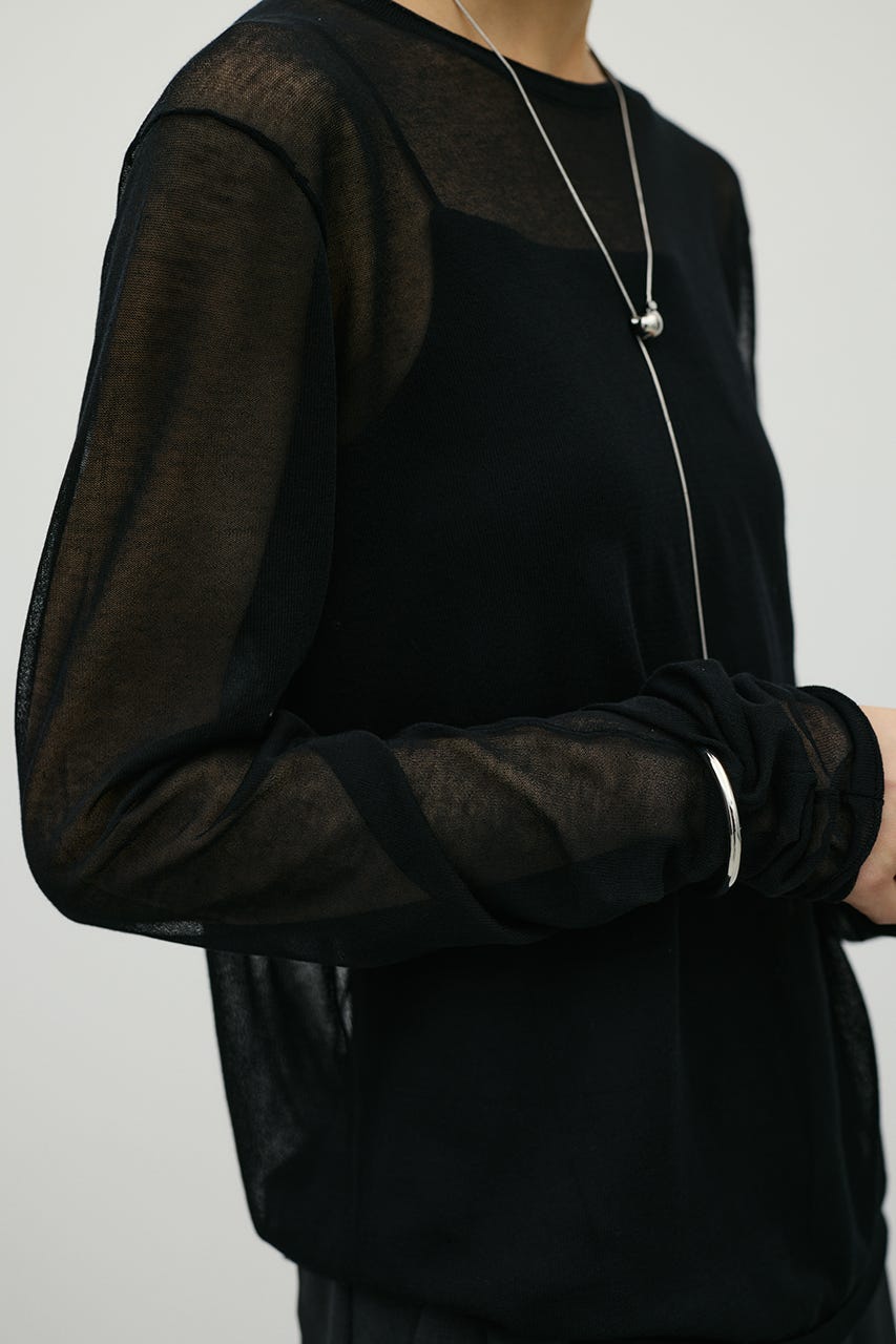 シアースキンニットトップ BLK FREE