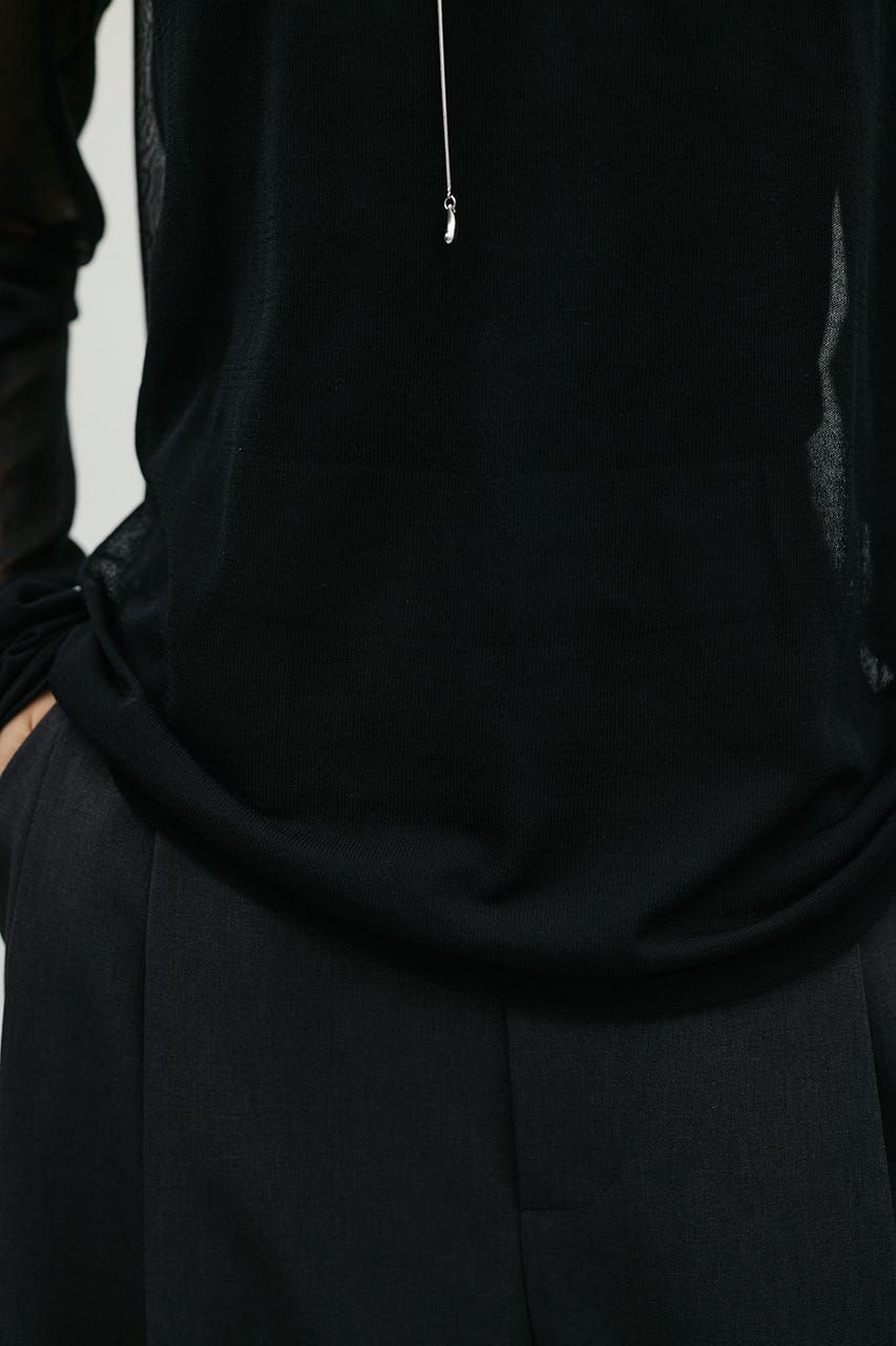 シアースキンニットトップ BLK FREE