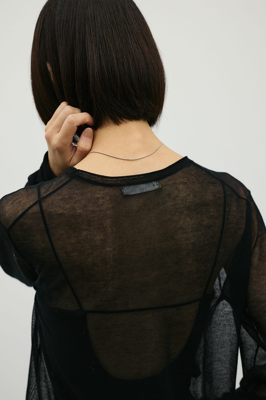 シアースキンニットトップ BLK FREE