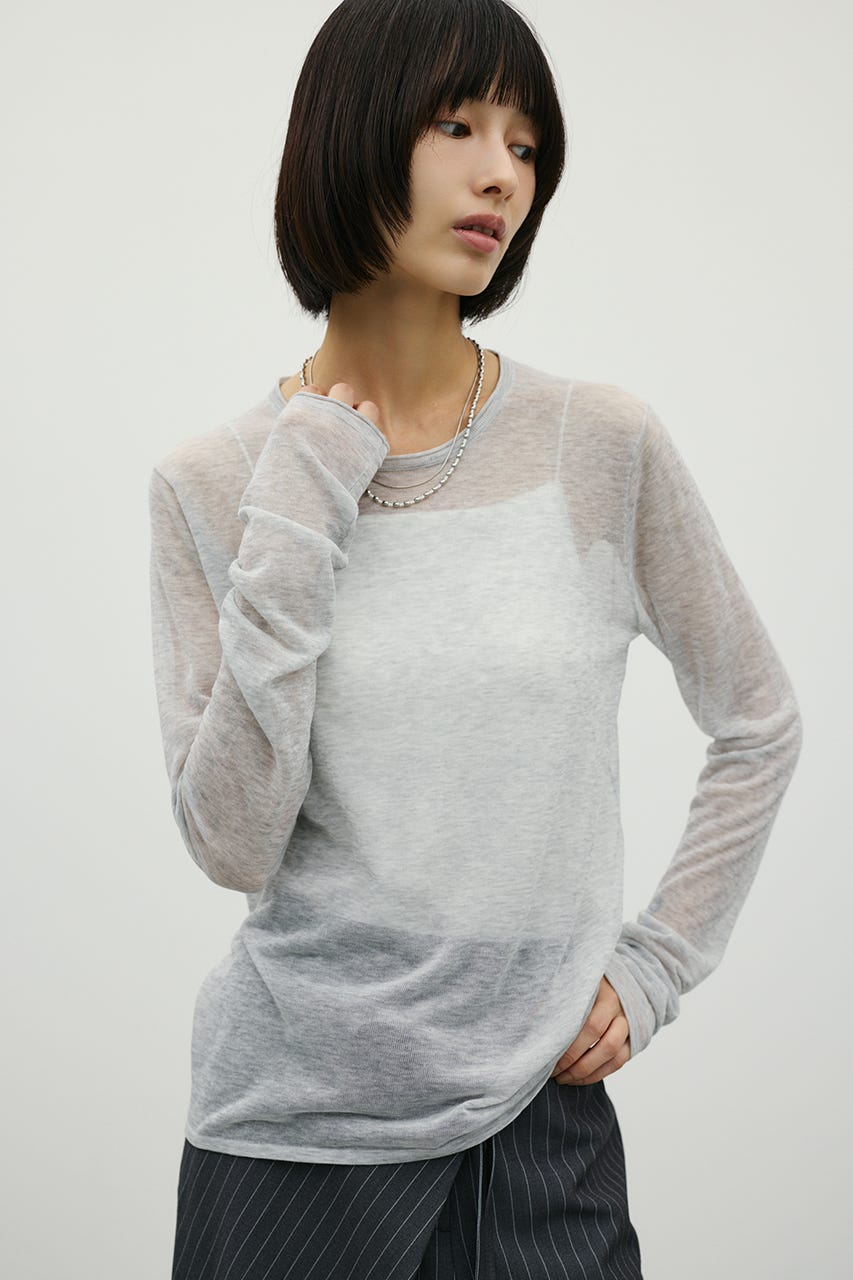 シアースキンニットトップ L/GRY FREE