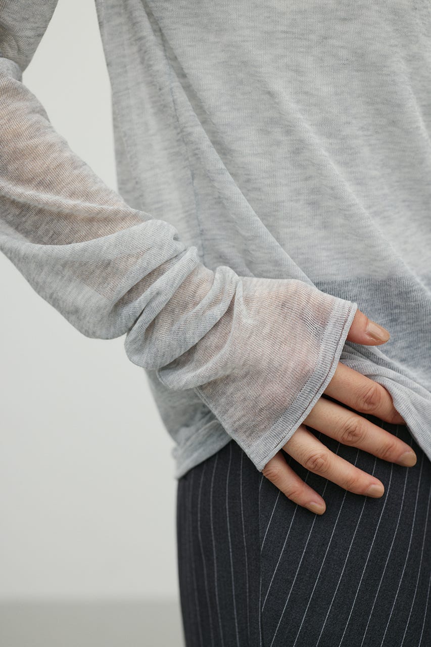 シアースキンニットトップ L/GRY FREE