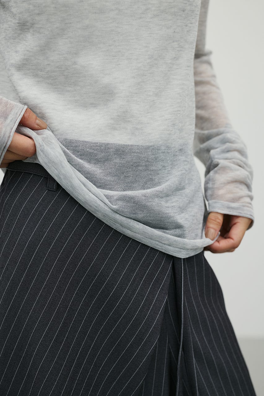 シアースキンニットトップ L/GRY FREE