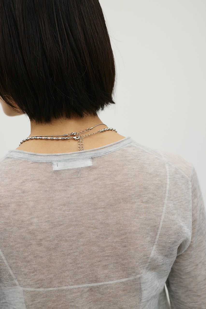 シアースキンニットトップ L/GRY FREE