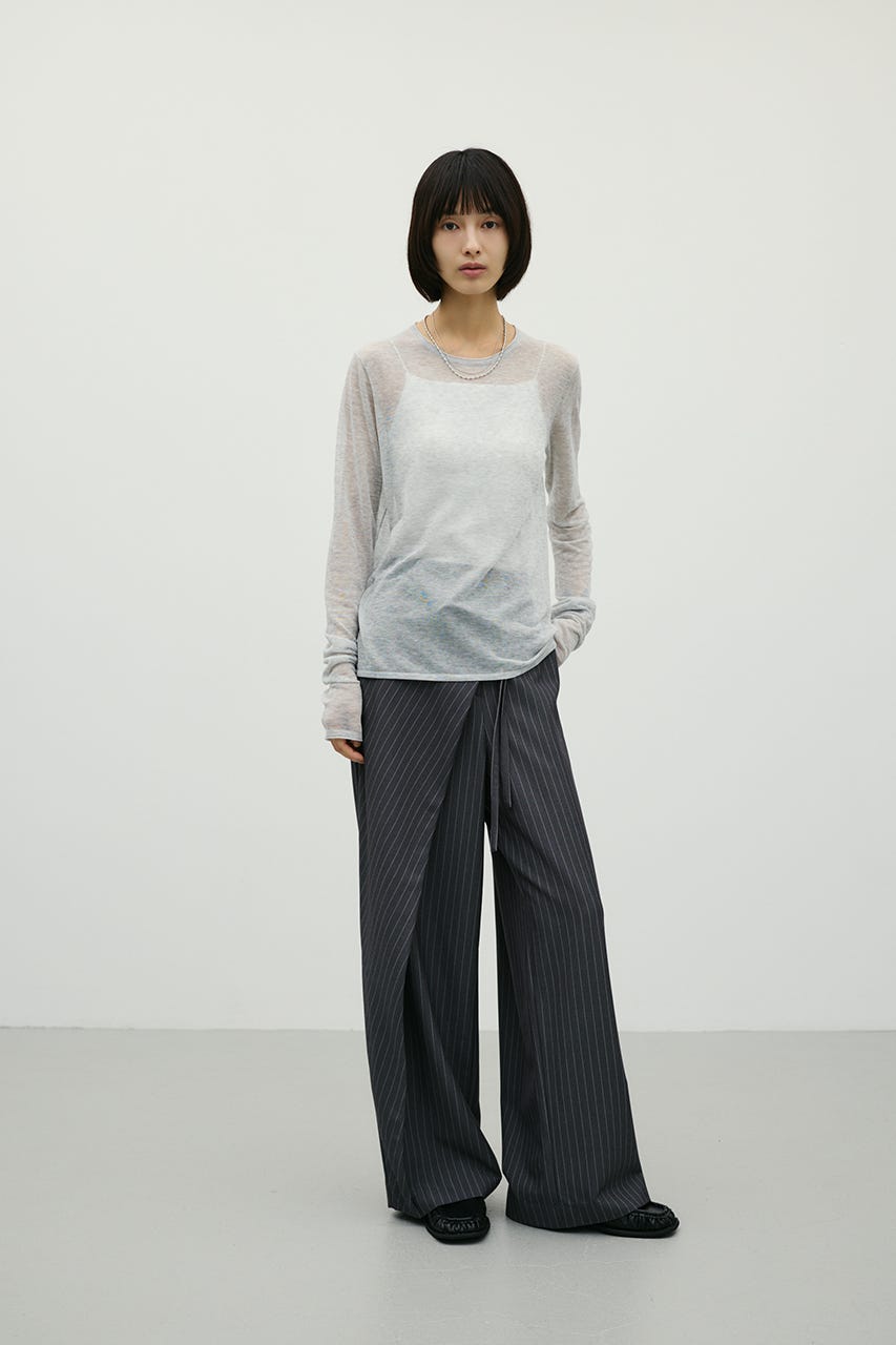 シアースキンニットトップ L/GRY FREE