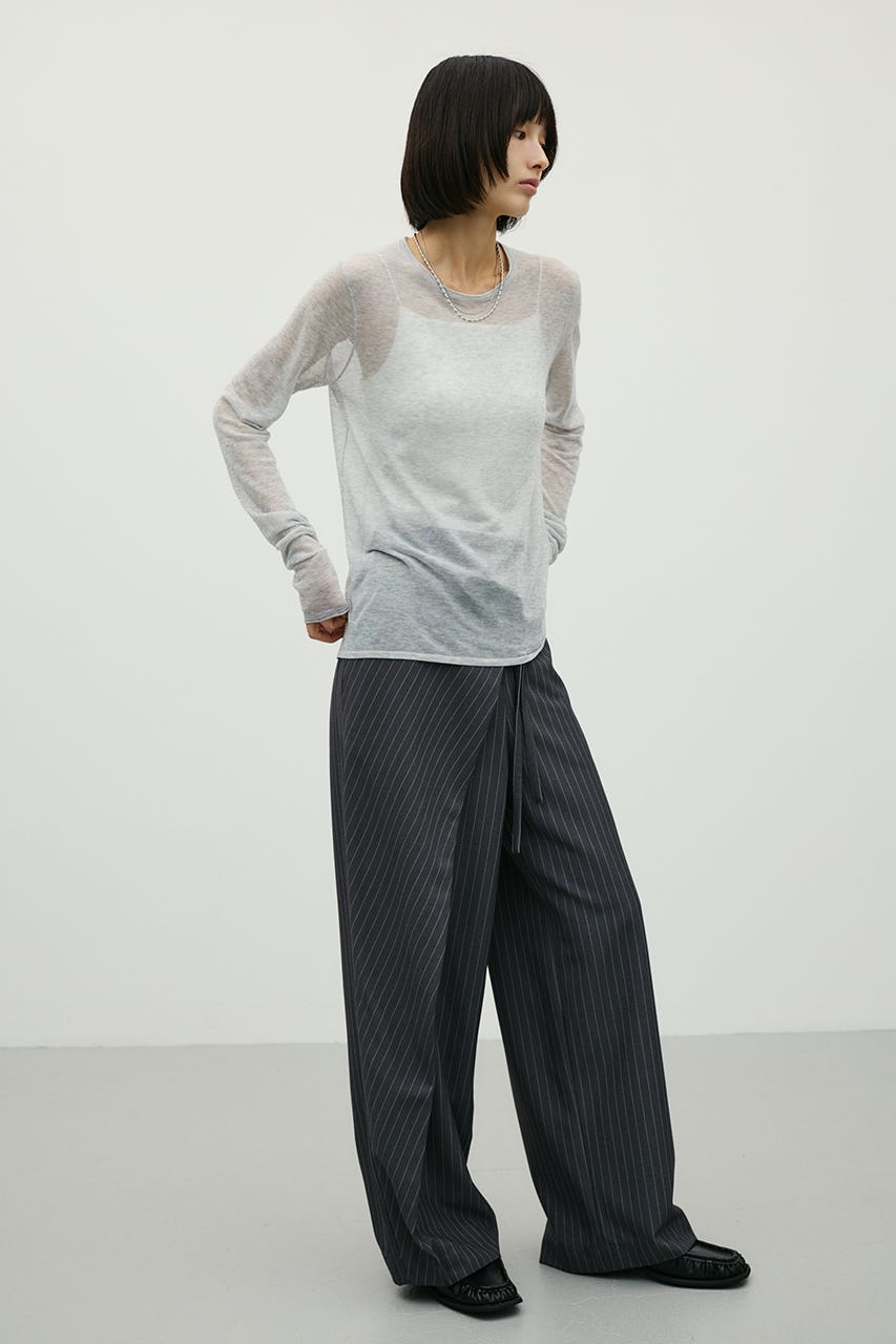 シアースキンニットトップ L/GRY FREE
