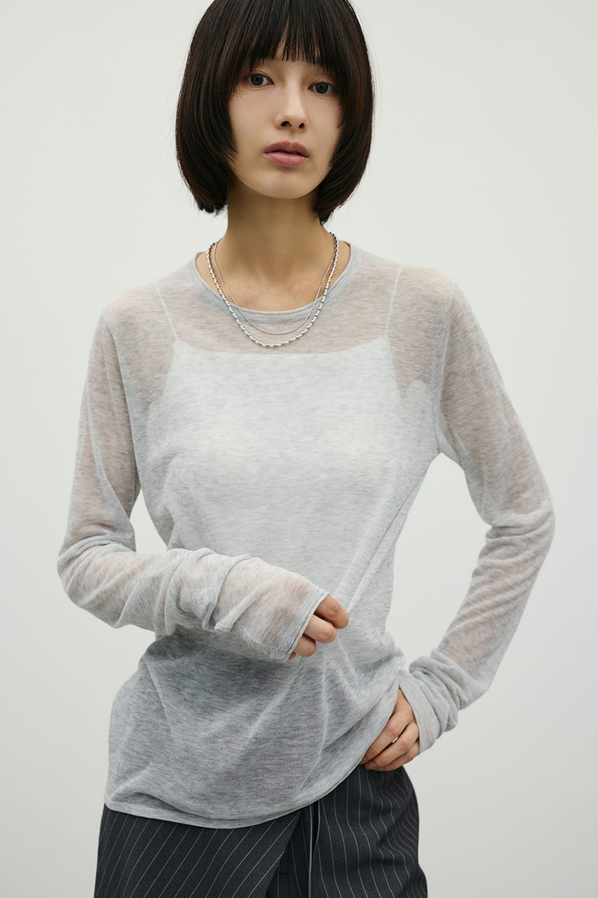 シアースキンニットトップ L/GRY FREE
