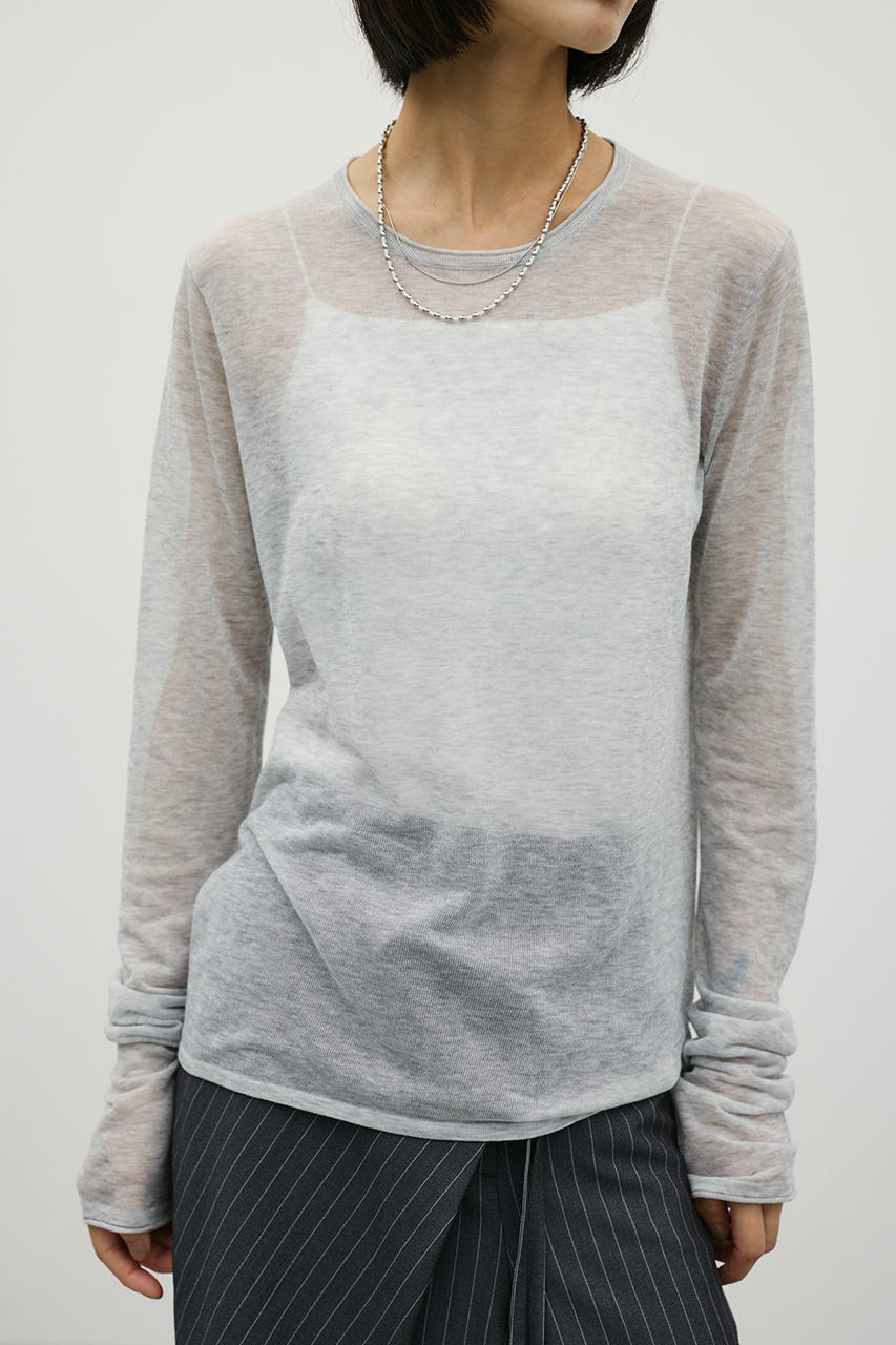 シアースキンニットトップ L/GRY FREE