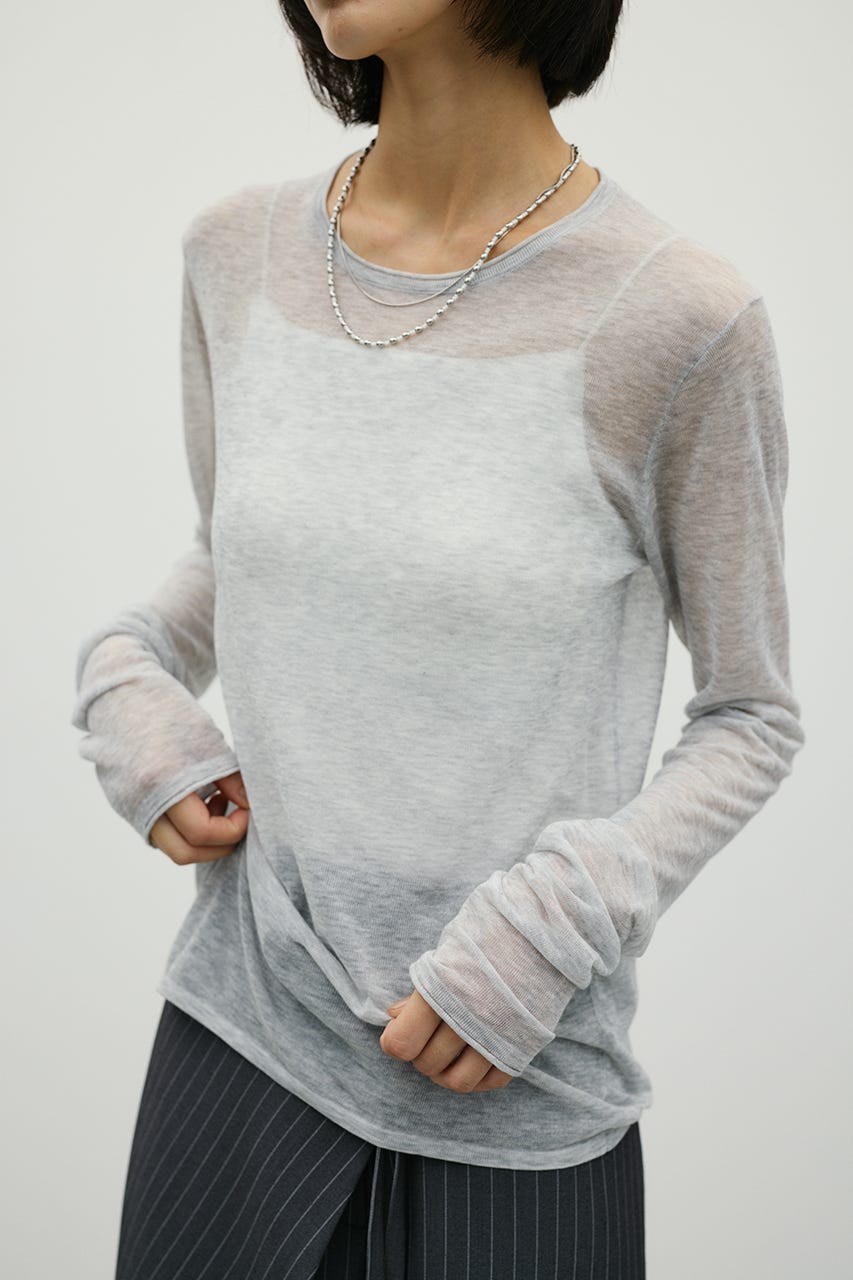 シアースキンニットトップ L/GRY FREE