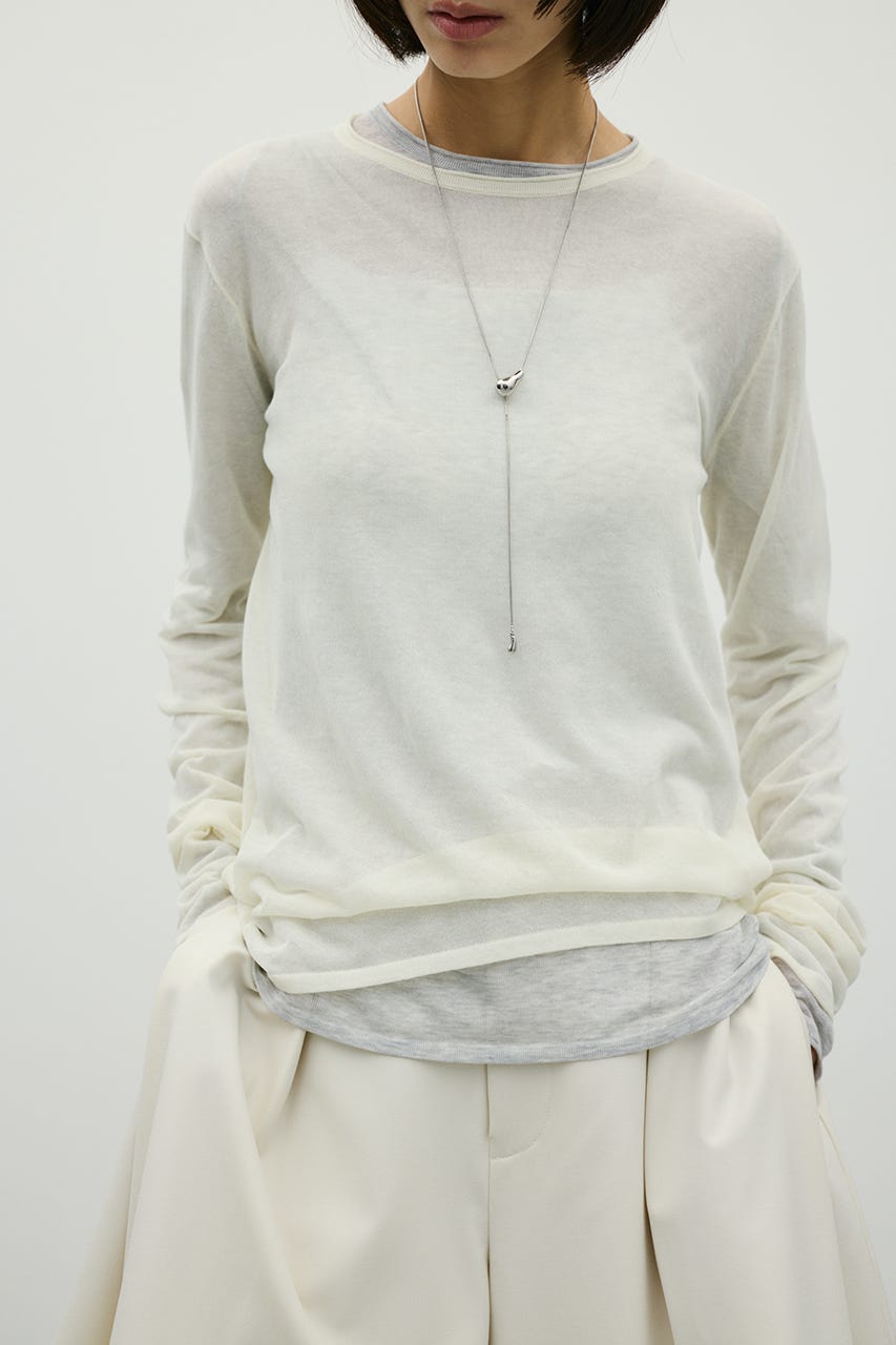 シアースキンニットトップ L/GRY FREE