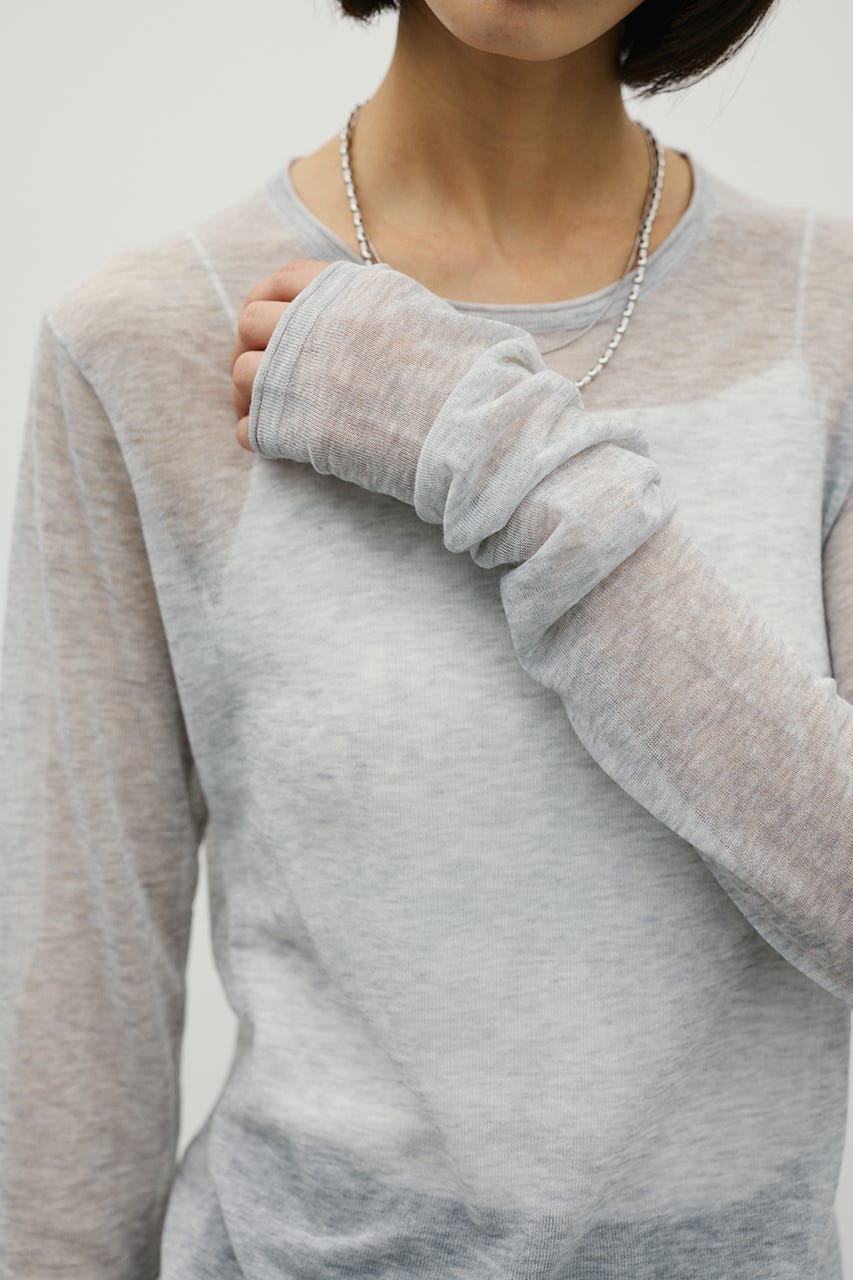 シアースキンニットトップ L/GRY FREE