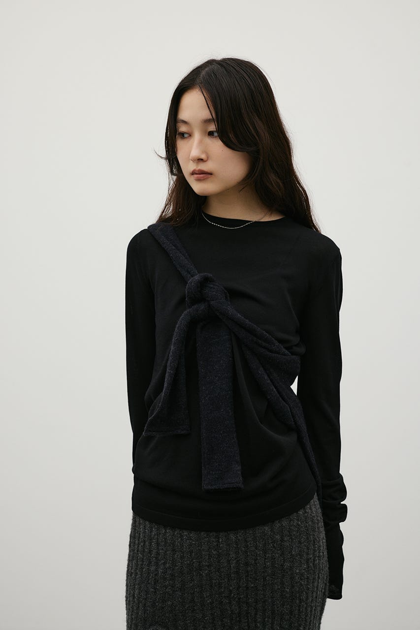 マシンウォッシャブルスリットニット BLK FREE