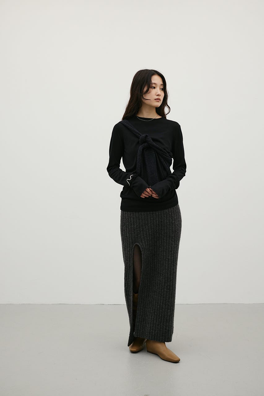 マシンウォッシャブルスリットニット BLK FREE