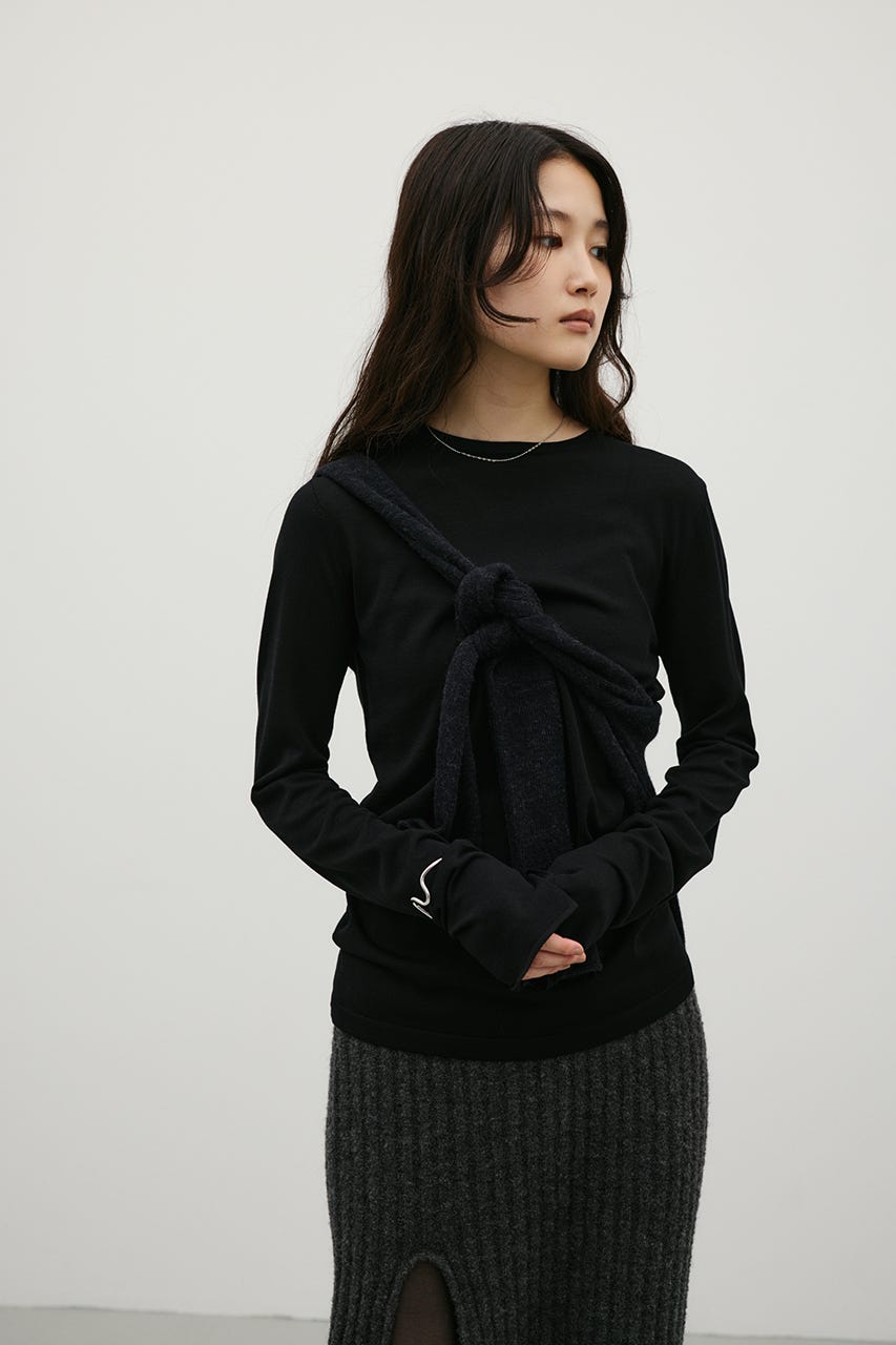 マシンウォッシャブルスリットニット BLK FREE