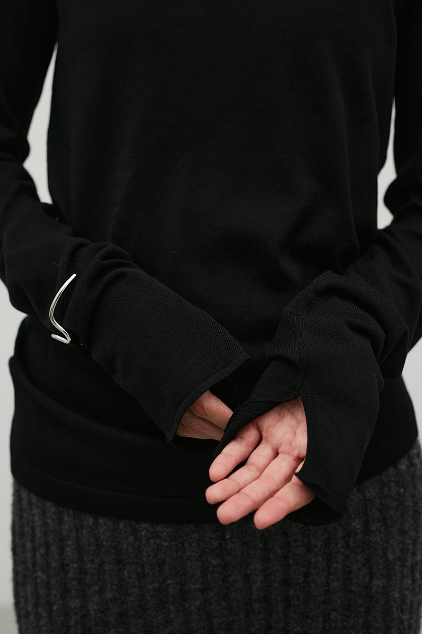 マシンウォッシャブルスリットニット BLK FREE