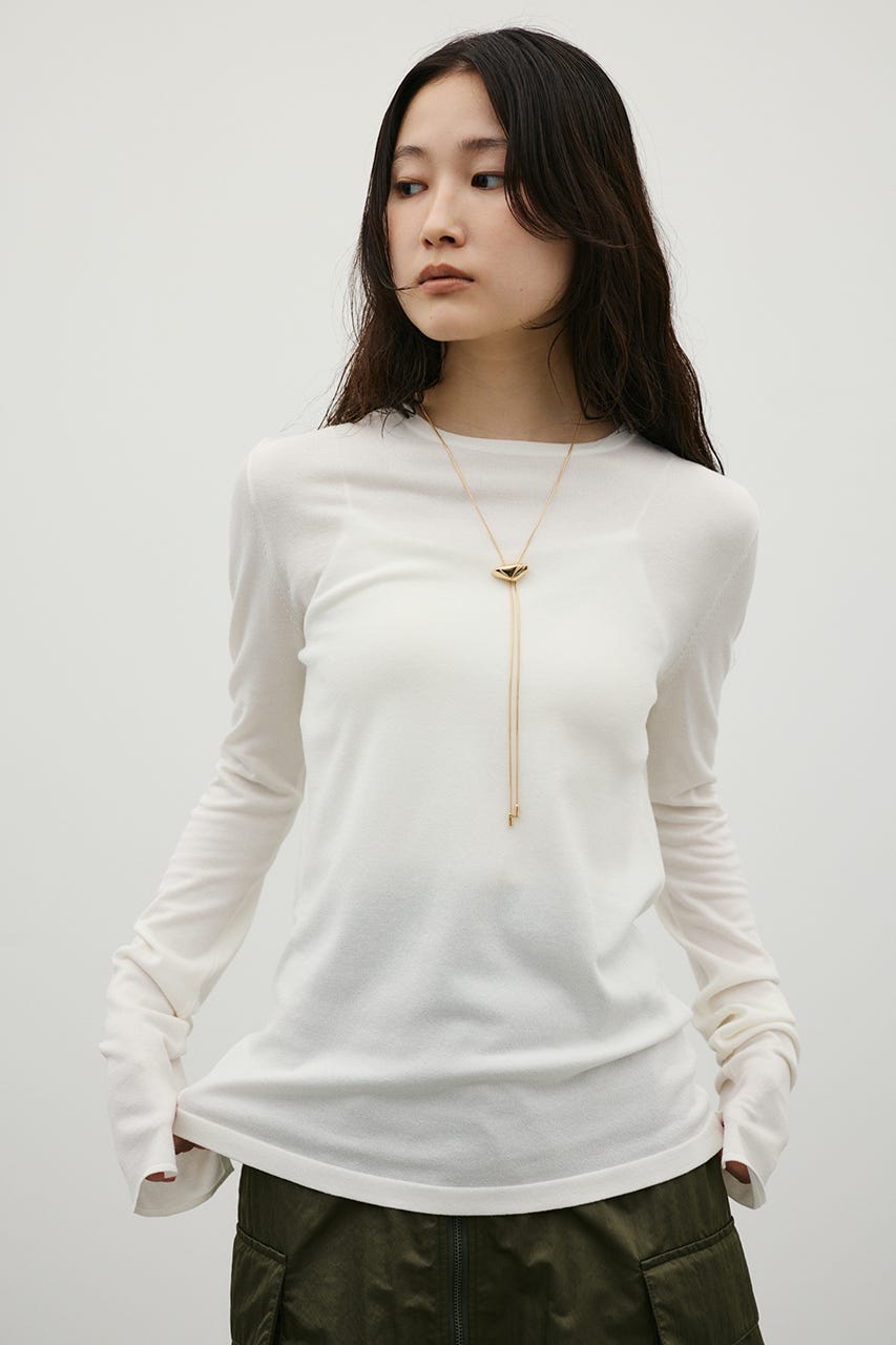 マシンウォッシャブルスリットニット WHT FREE