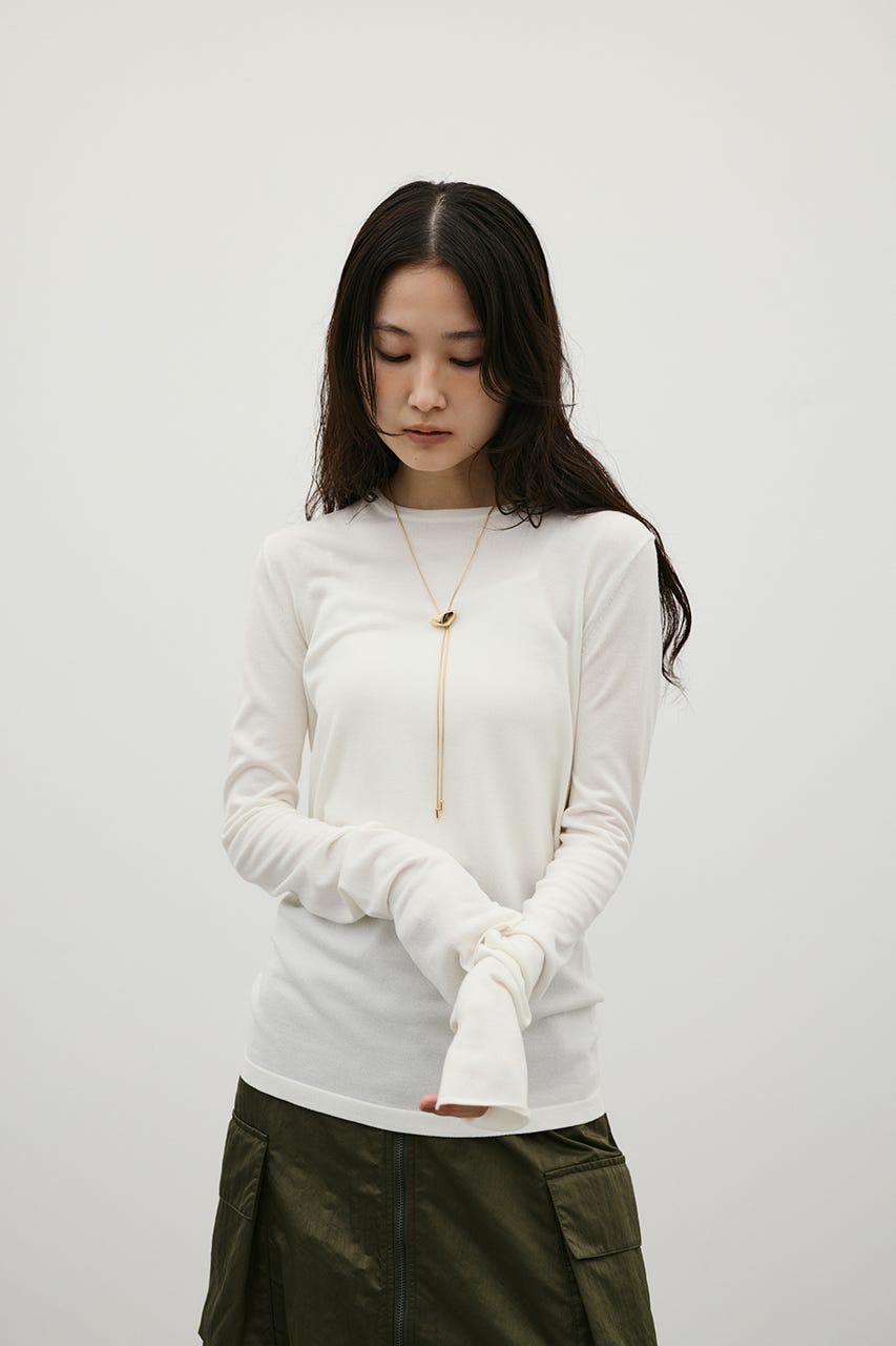 マシンウォッシャブルスリットニット WHT FREE