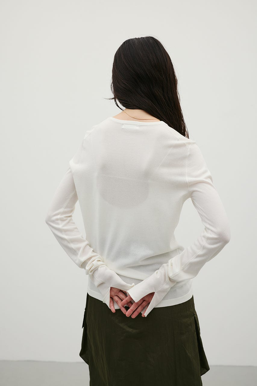 マシンウォッシャブルスリットニット WHT FREE