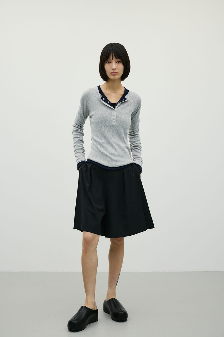 ヘンリーネックシアーニット L/GRY FREE